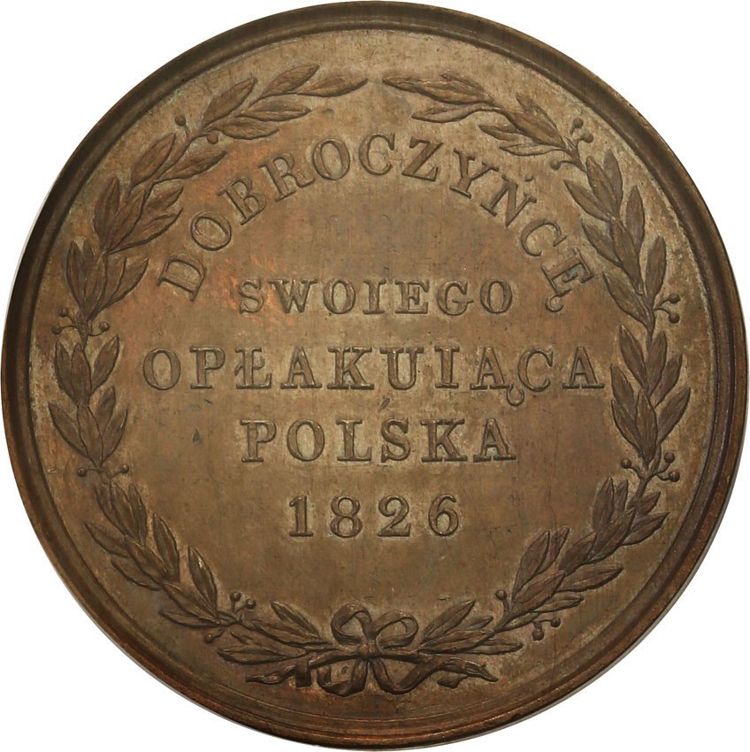 Królestwo Polskie / Rosja. Aleksander Medal 1826 Polska opłakująca dobroczyńcę swojego PCGS MS63 BN (MAX)